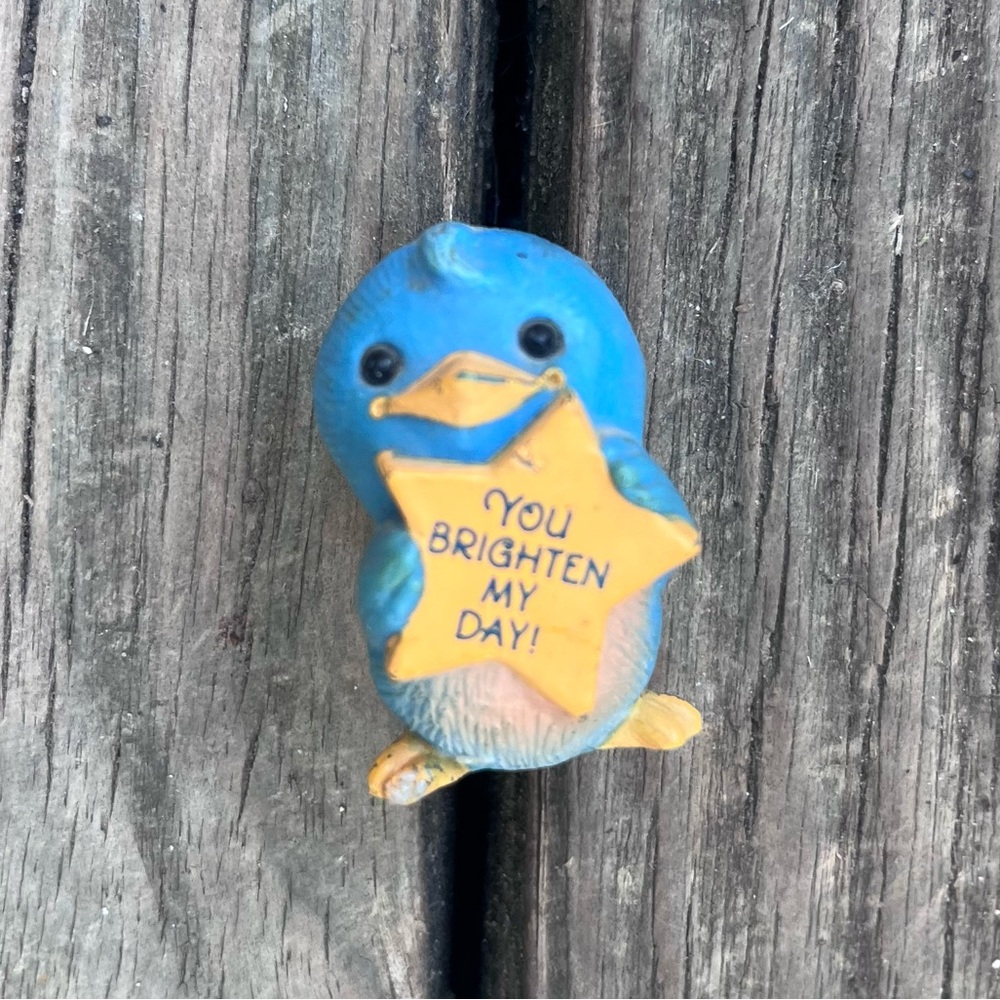 VINTAGE HALLMARK GREETER BLUEBIRD FIGURE W/STAR: YOU BRIGHTEN MY DAY